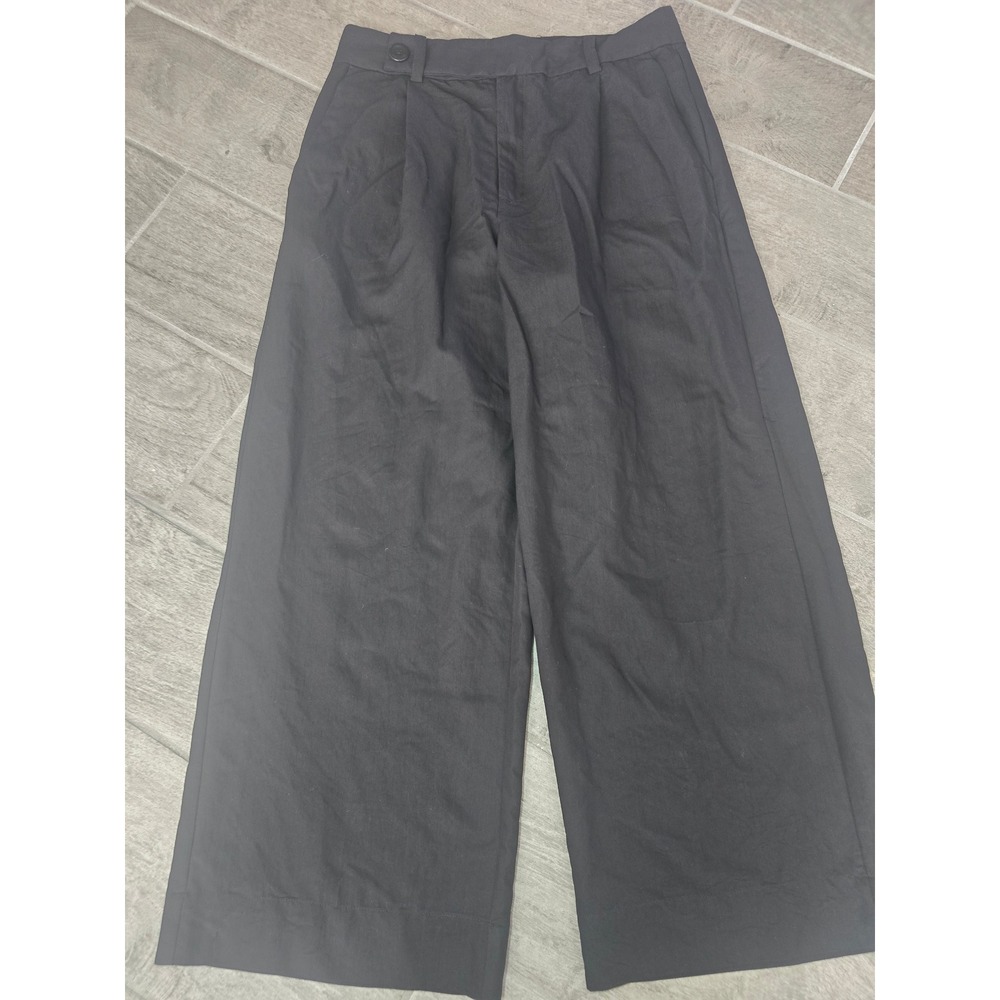 Proenza Schouler White‎ Label Black Wide Leg Pleated Trouser Pants Women Size 4